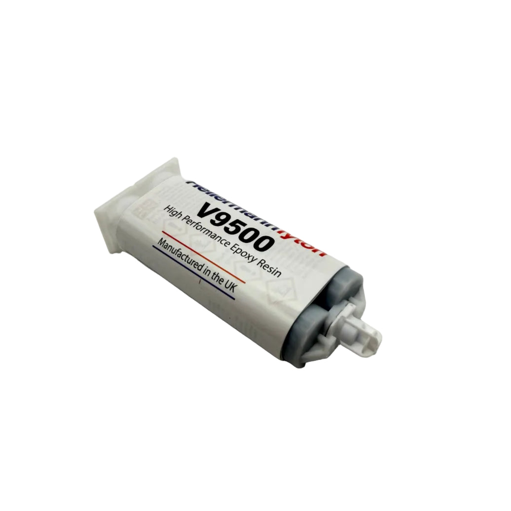 Tube of high-performance epoxy resin on a light gray background