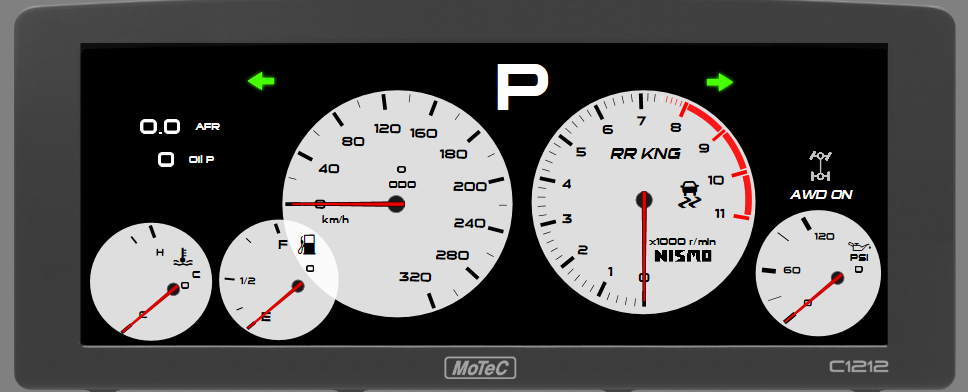 Motec Display Creator R33 Nismo White Dash