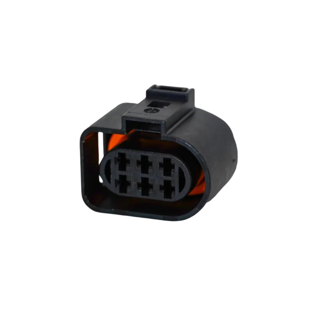 A 6-pin sensor connector with terminals and seals, primarily black in color, with the brand name 'RACE CONCEPTS' visible.
