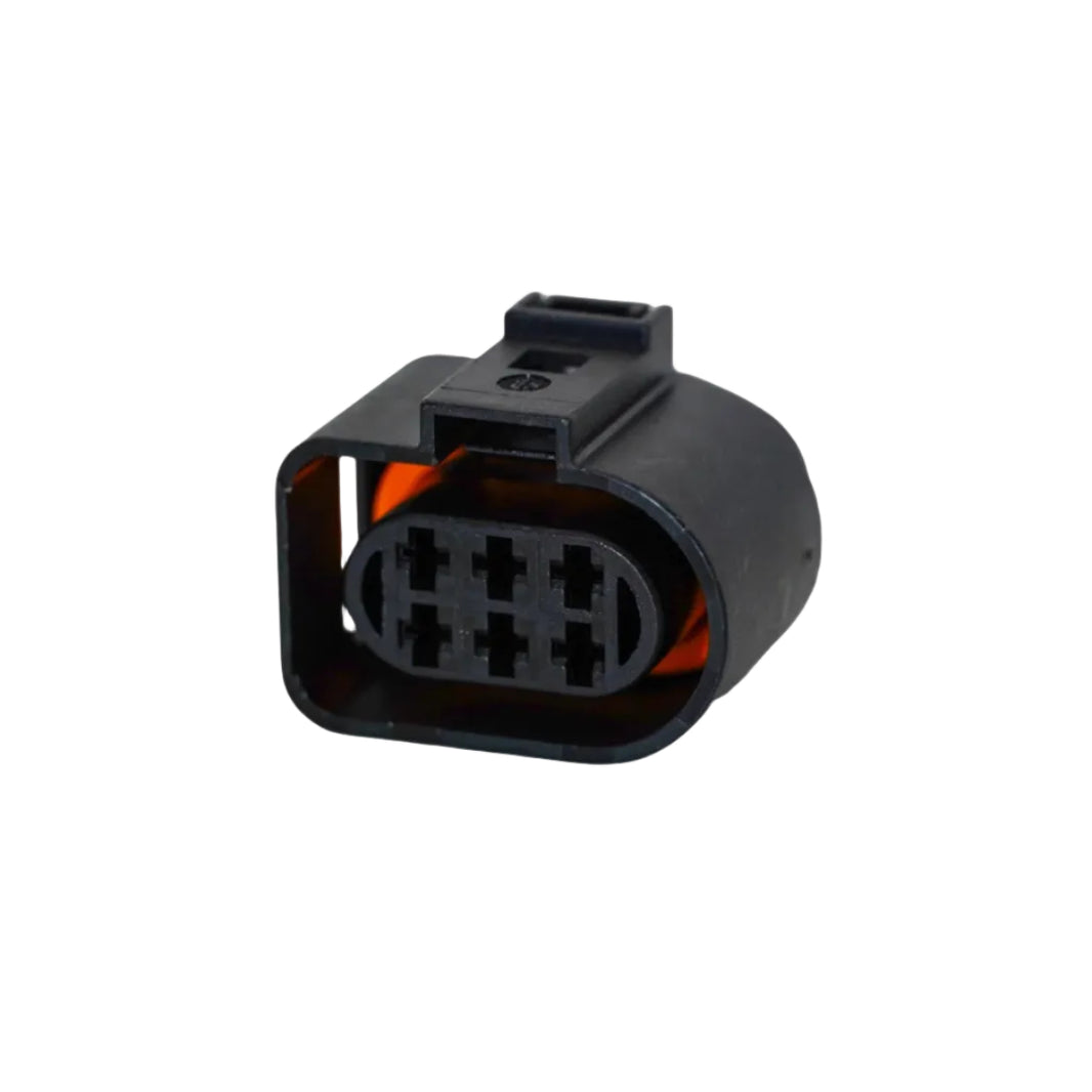 A 6-pin sensor connector with terminals and seals, primarily black in color, with the brand name 'RACE CONCEPTS' visible.