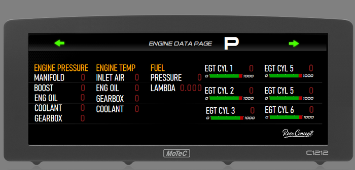 Motec Display Creator Engine Data Dash