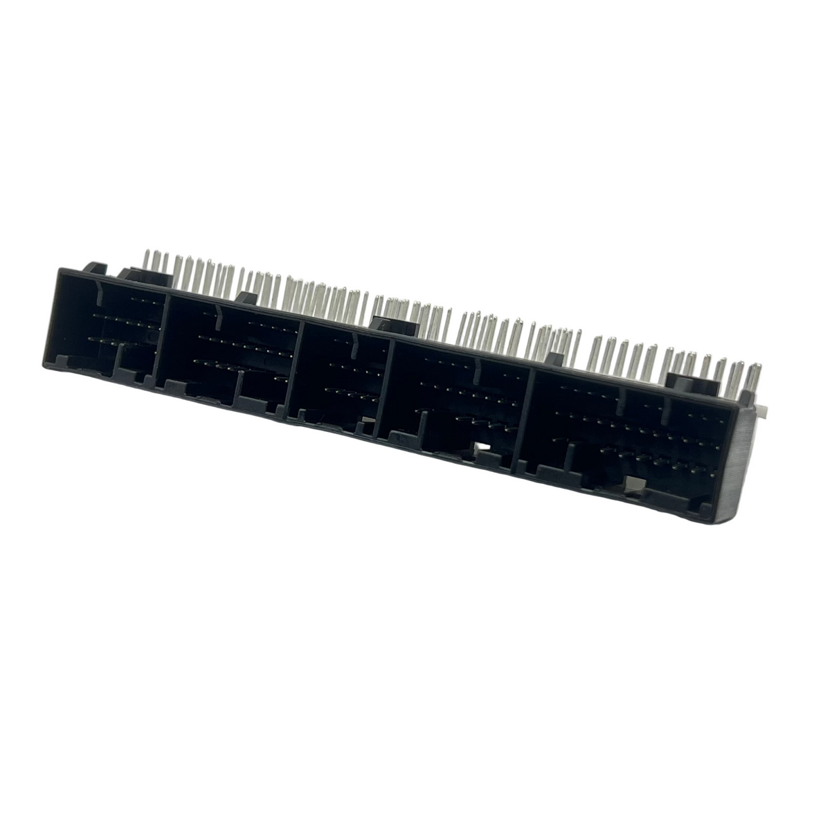 Black electronic component on a white background