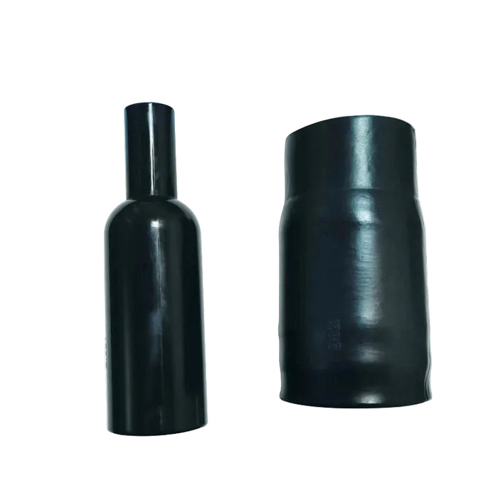 Two black rubber pipes on a white background